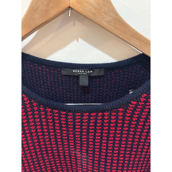 Derek Lam New York Merino Wool‎ Sweater Red Black Knit Crew Neck Size L/G - Picture 2 of 7